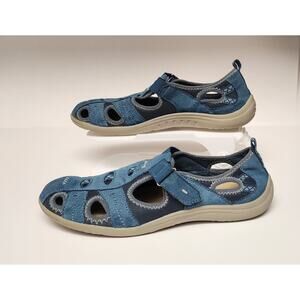 Earth Origins Campy Fisherman Sandals Suede Leather Color Blue Size 9.5M